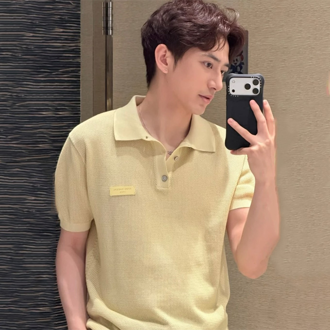 louis vuitton openwork knit short sleeve polo shirt